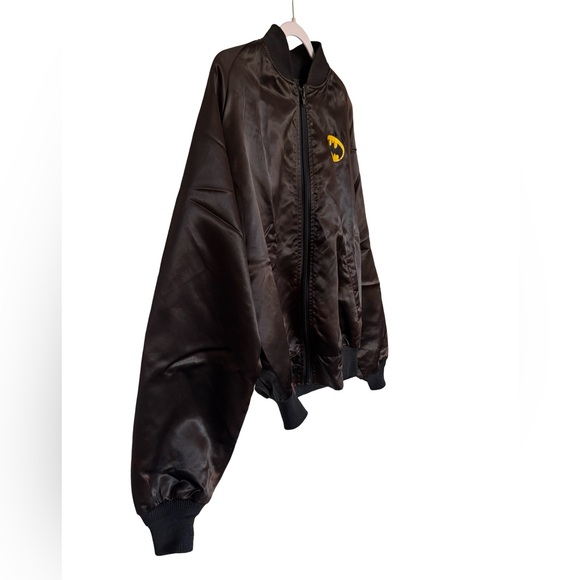 RARE! Vintage Batman Logos Unlimited Bomber Black Satin Large - Picture 6 of 13